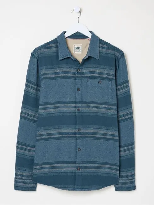Men Fatface Shirts Trescow Blue Stripe Shirt