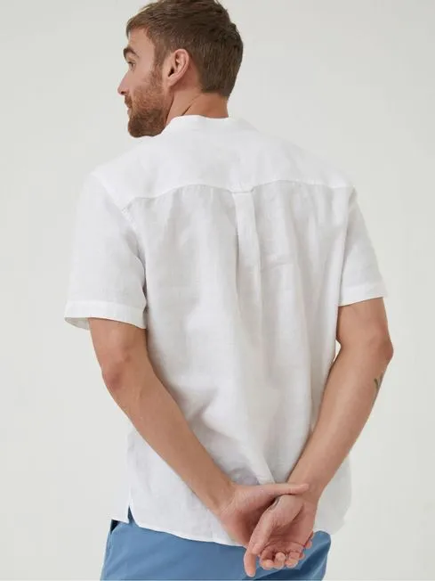 Men Fatface Shirts White Pop Over Linen Shirt Men Fatface Shirts White Pop Over Linen Shirt