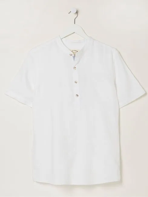 Men Fatface Shirts White Pop Over Linen Shirt Men Fatface Shirts White Pop Over Linen Shirt