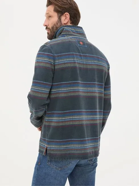 Men Fatface Sweatshirts and Hoodies Airlie Blue Stripe Panel Sweatshirt