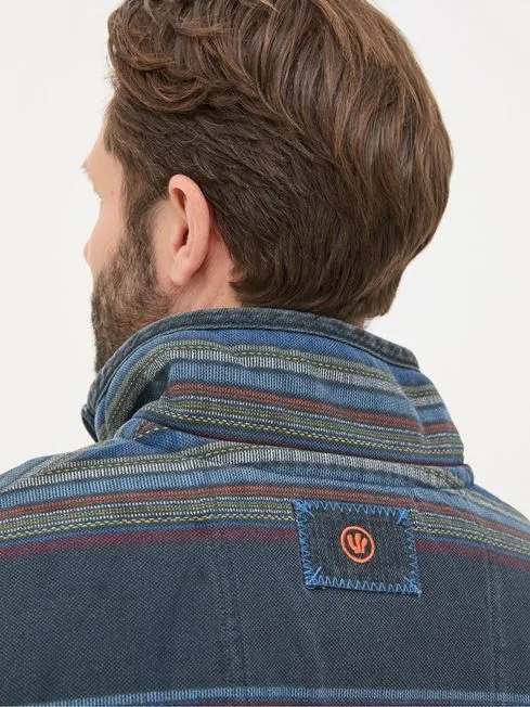 Men Fatface Sweatshirts and Hoodies Airlie Blue Stripe Panel Sweatshirt