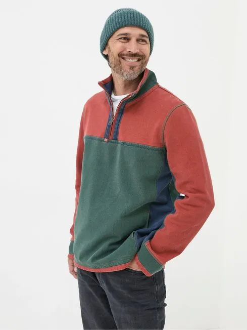 Men Fatface Sweatshirts and Hoodies Airlie Orange Panel Sweatshirt