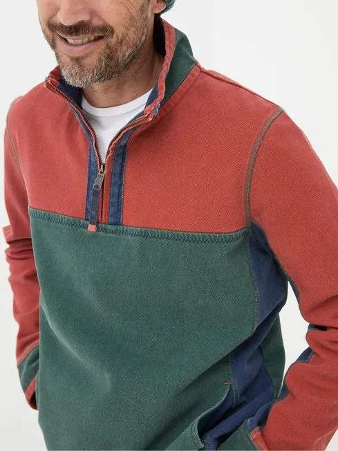 Men Fatface Sweatshirts and Hoodies Airlie Orange Panel Sweatshirt