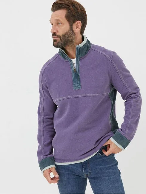 Men Fatface Sweatshirts and Hoodies Airlie Purple Pocket Sweatshirt