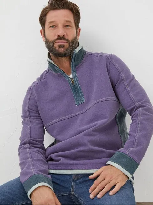 Men Fatface Sweatshirts and Hoodies Airlie Purple Pocket Sweatshirt