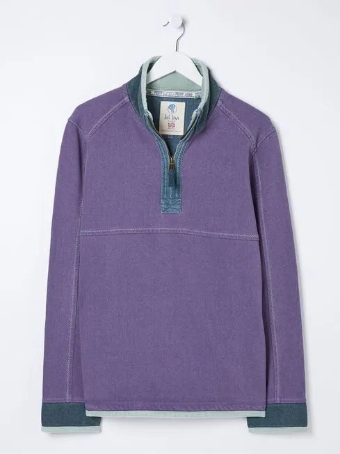 Men Fatface Sweatshirts and Hoodies Airlie Purple Pocket Sweatshirt