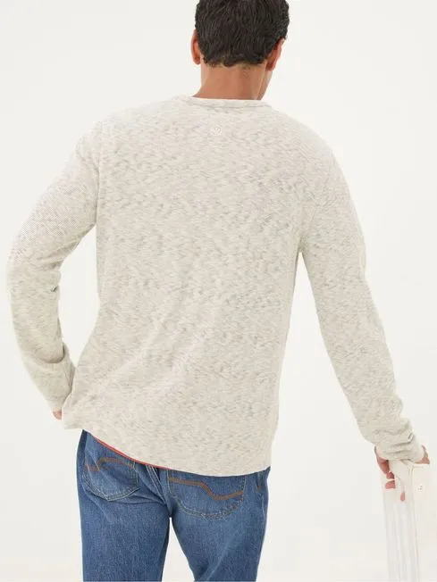 Men Fatface TShirts Arundel Ecru White Textured Henley TShirt