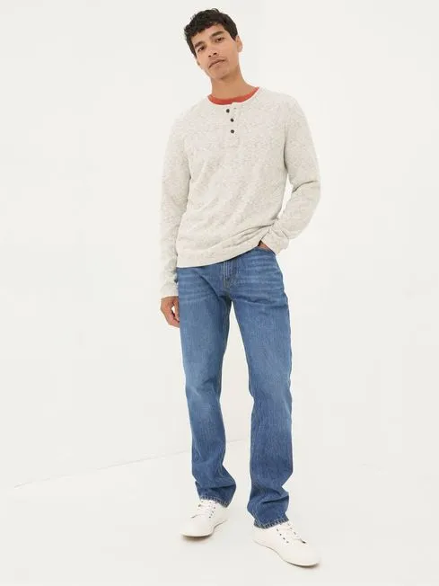 Men Fatface TShirts Arundel Ecru White Textured Henley TShirt