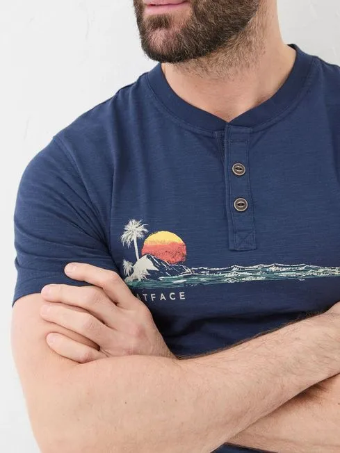 Men Fatface TShirts Blue Chest Stripe Oasis Henley TShirt Men Fatface TShirts Blue Chest Stripe Oasis Henley TShirt