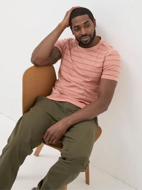Men Fatface TShirts Ellesmere Orange Stripe TShirt Men Fatface TShirts Ellesmere Orange Stripe TShirt