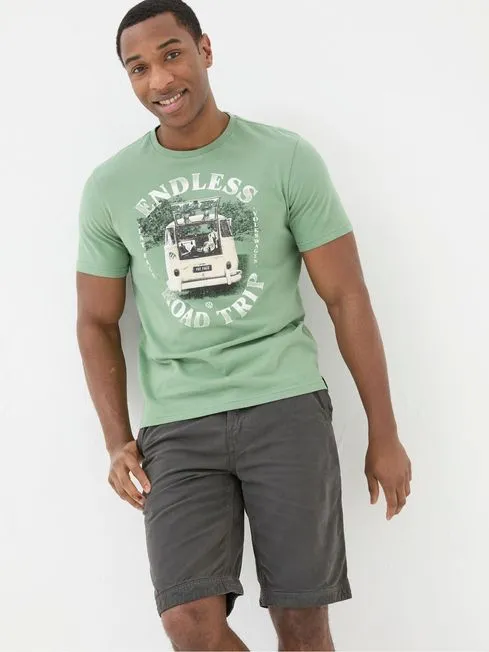 Men Fatface TShirts Green VW Endless Road TShirt