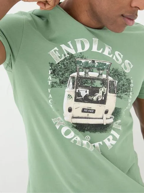 Men Fatface TShirts Green VW Endless Road TShirt