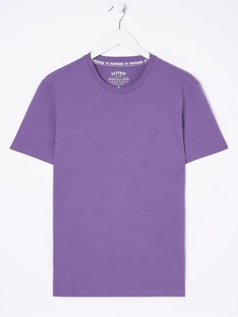 Men Fatface TShirts Lulworth Violet Purple Organic Crew TShirt