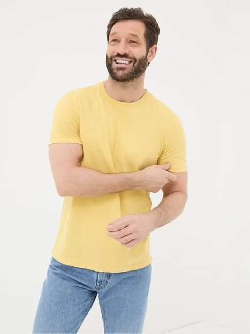 Men Fatface TShirts Lulworth Yellow Crew TShirt