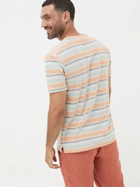 Men Fatface TShirts Orange Trescowe Textured Stripe Henley TShirt