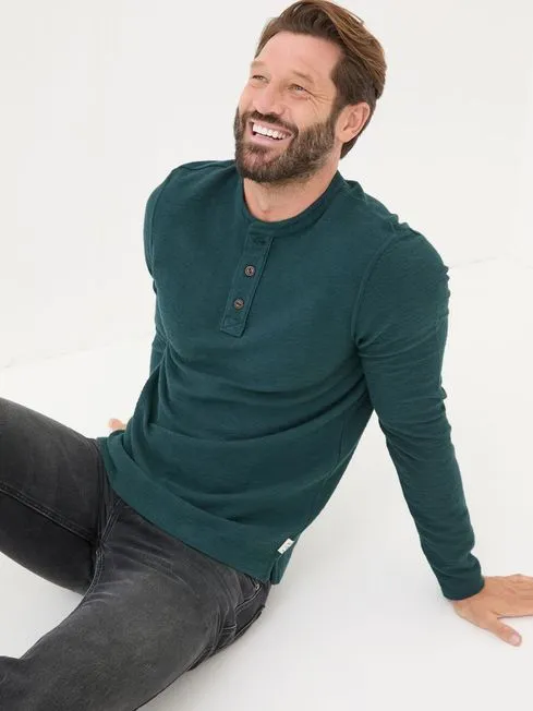 Men Fatface TShirts Teal Blue Nutbourne Henley 100 Cotton TShirt Men Fatface TShirts Teal Blue Nutbourne Henley 100 Cotton TShirt