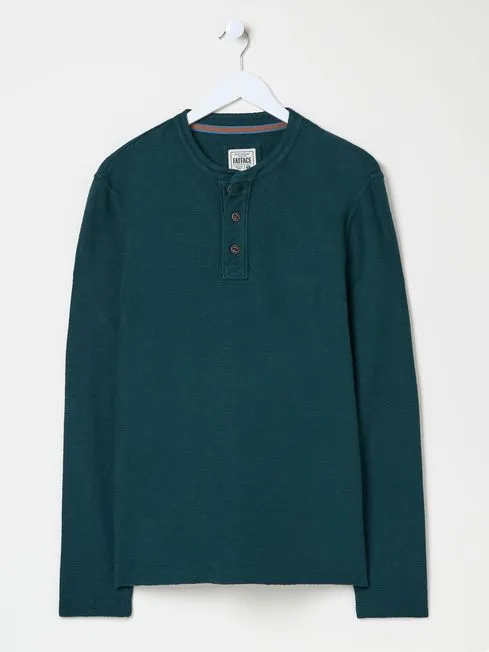 Men Fatface TShirts Teal Blue Nutbourne Henley 100 Cotton TShirt Men Fatface TShirts Teal Blue Nutbourne Henley 100 Cotton TShirt