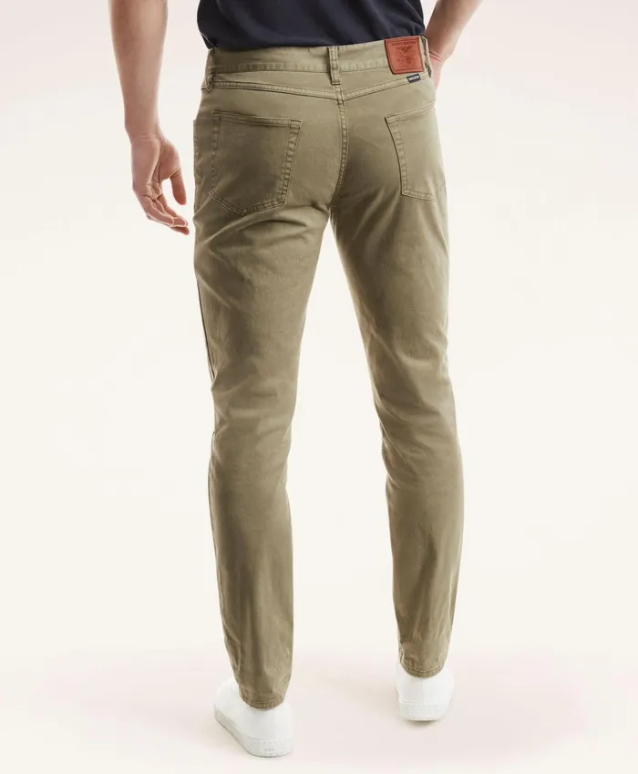 Men FivePocket Stretch Cotton Twill Pants Olive Brooks Brothers Chinos and Casual Pants