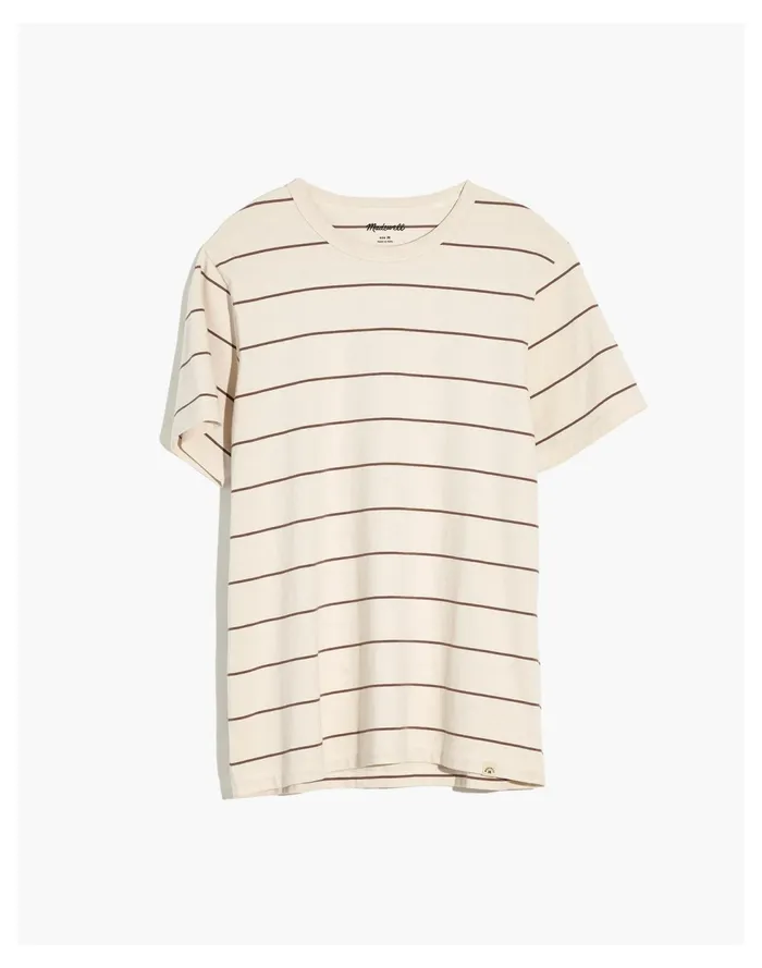 Men Garment Dyed Allday Crewneck Tee Vintage Linen Stripe Madewell Tees