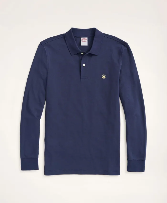 Men Golden Fleece Original Fit Stretch Supima LongSleeve Polo Shirt Navy Brooks Brothers Polo and Rugby Shirts Men Golden Fleece Original Fit Stretch Supima LongSleeve Polo Shirt Navy Brooks Brothers Polo and Rugby Shirts