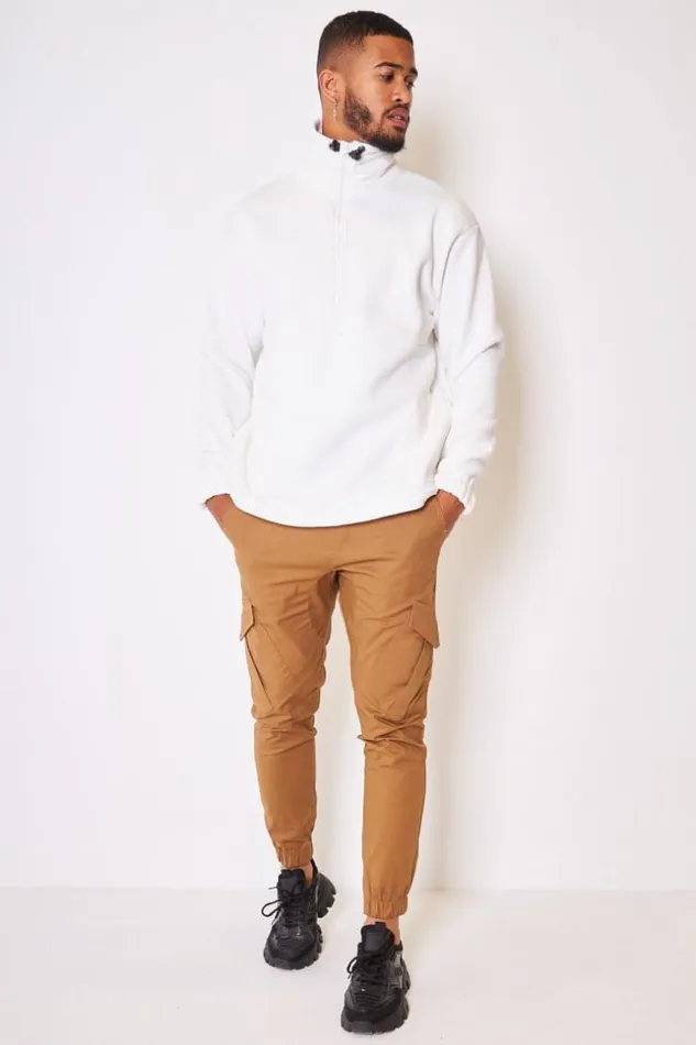 Men Half Zip Sweatshirt In White White Brentiny Paris Sweatshirts and Pullovers