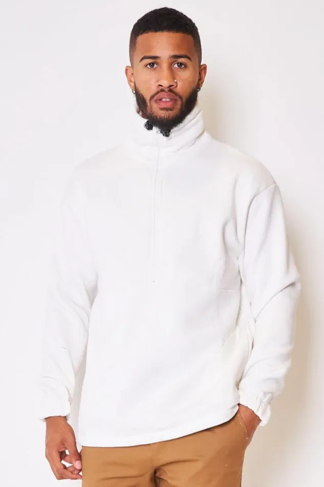 Men Half Zip Sweatshirt In White White Brentiny Paris Sweatshirts and Pullovers