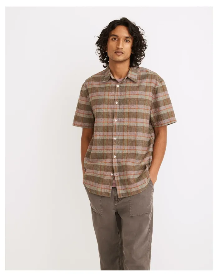 Men Hemp Cotton Easy Short Sleeve Shirt Forgotten Landscape Madewell Shirts