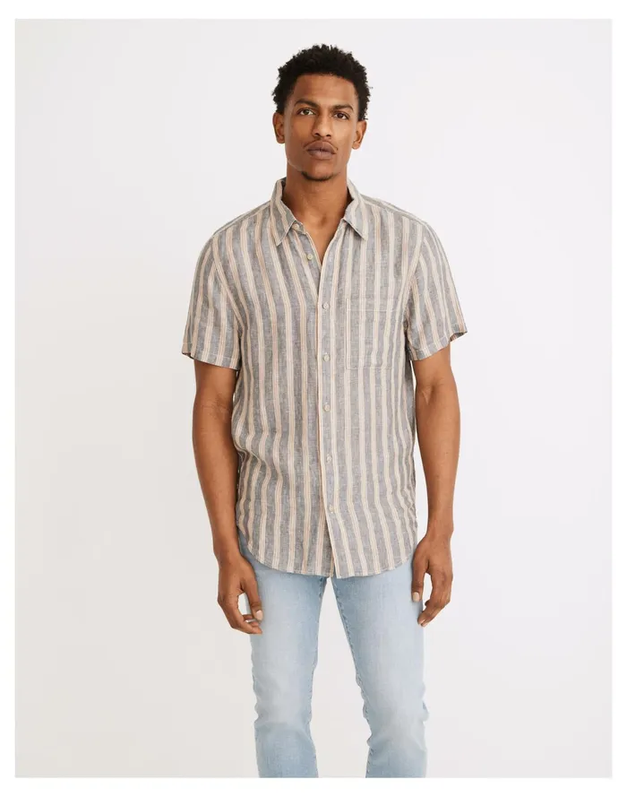 Men Hemp Cotton Perfect Short Sleeve Shirt Heirloom Blue Madewell Shirts