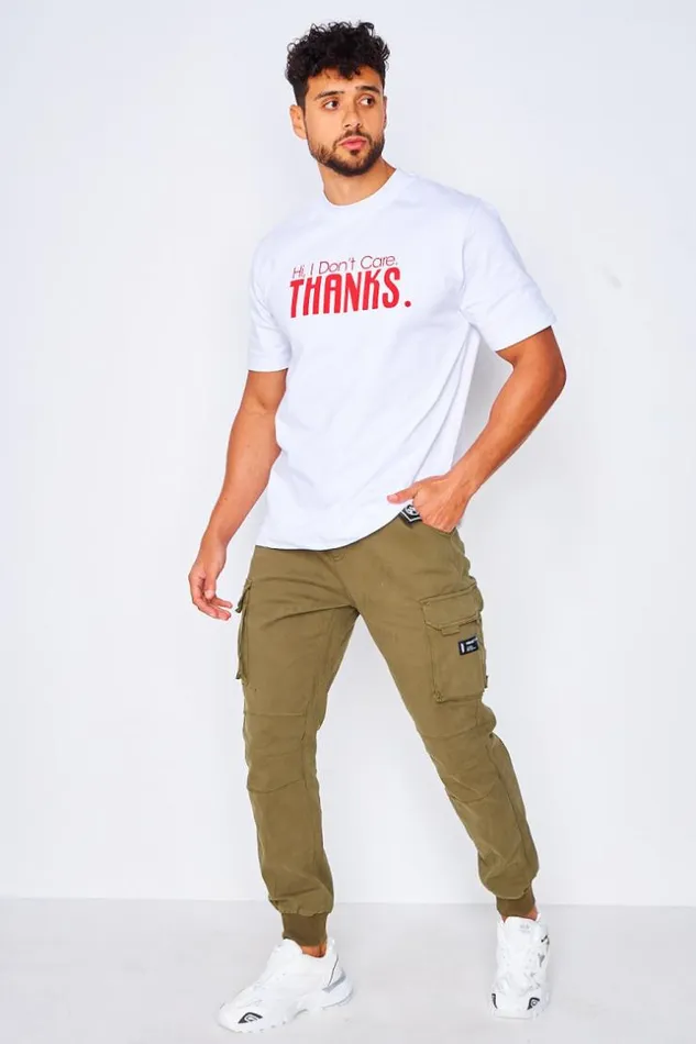 Men Hi I Don039t Care Thanks TShirt In White White Brentiny Paris TShirts