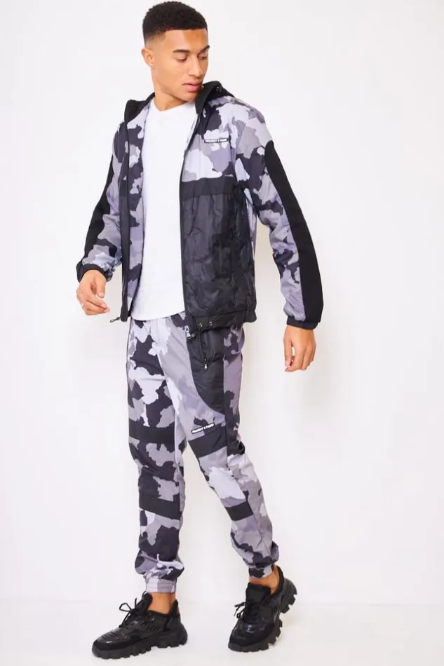 Men Jacket With Camo Print In Black Project X 8211 2130143 Black Brentiny Paris Jackets