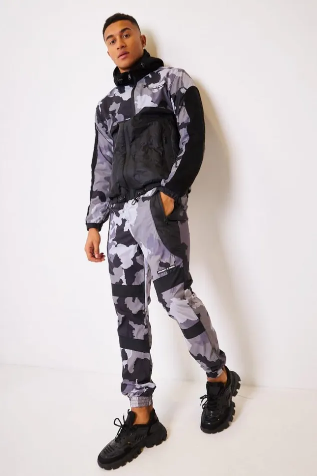 Men Jacket With Camo Print In Black Project X 8211 2130143 Black Brentiny Paris Jackets