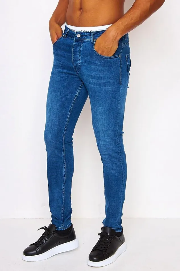 Men Jean In Plain Blue Project X 8211 Tp21008 Blue Brentiny Paris Jeans