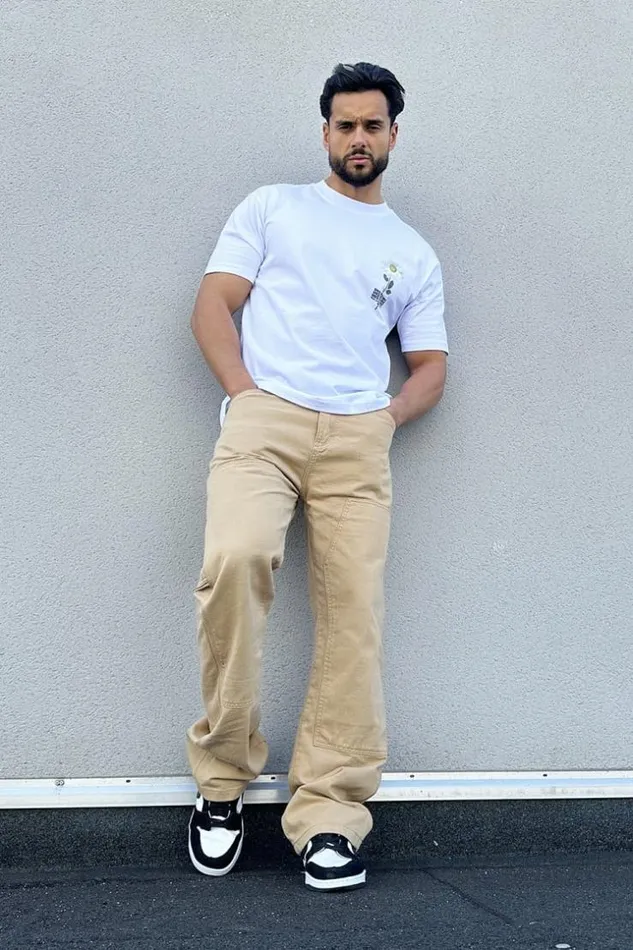 Men Jeans Baggy Poche Cargo Beige Beige Brentiny Paris Jeans