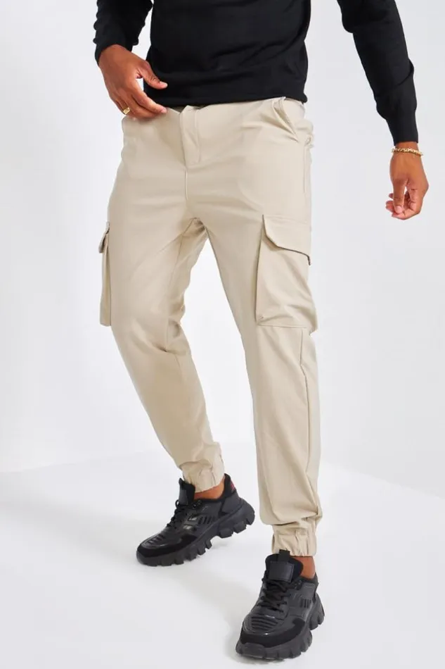 Men Jogger Pant Beige Cargo Beige Brentiny Paris Pants