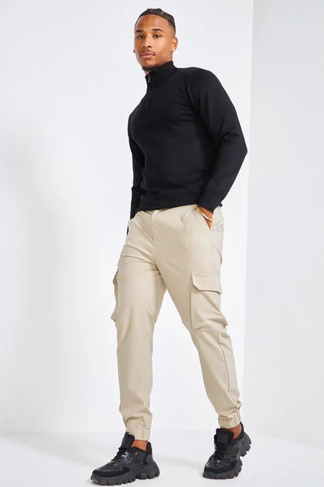 Men Jogger Pant Beige Cargo Beige Brentiny Paris Pants