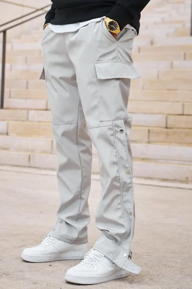 Men Jogger Pant Cargo Gris Boutons Grey Brentiny Paris Pants