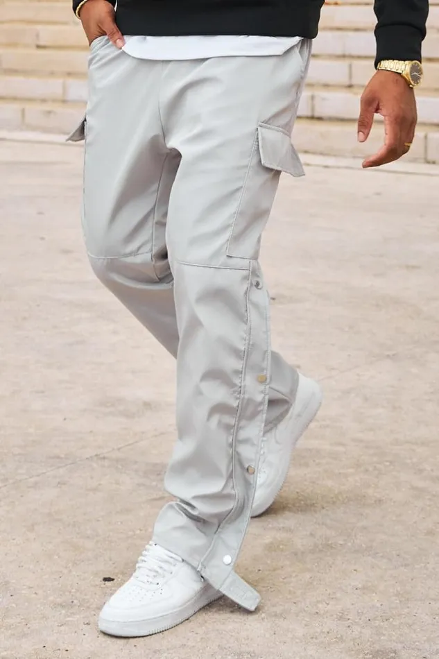 Men Jogger Pant Cargo Gris Boutons Grey Brentiny Paris Pants