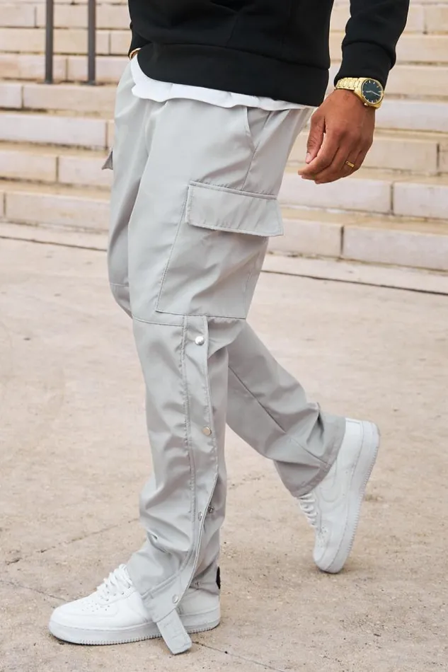 Men Jogger Pant Cargo Gris Boutons Grey Brentiny Paris Pants