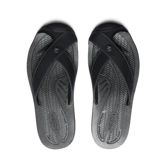 Men KEEN Sandals Barbados BlackSteel Grey Leather FlipFlop Men KEEN Sandals Barbados BlackSteel Grey Leather FlipFlop