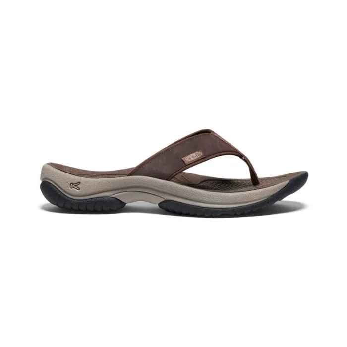 Men KEEN Sandals Kona Flip JavaDark Earth Leather FlipFlop