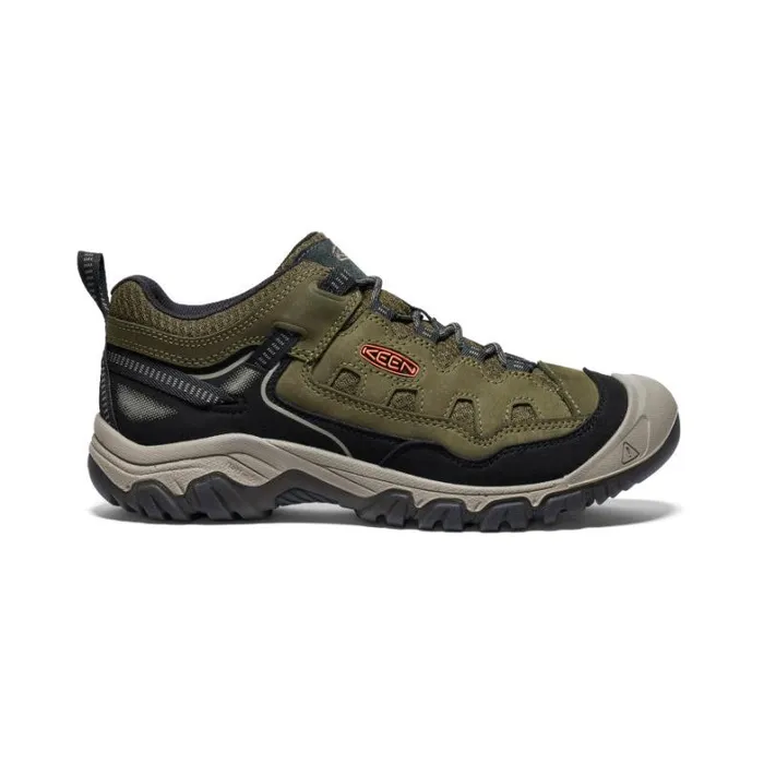 Men KEEN Shoes Targhee IV Vent Dark OliveGold Flame Leather Hiking Shoe