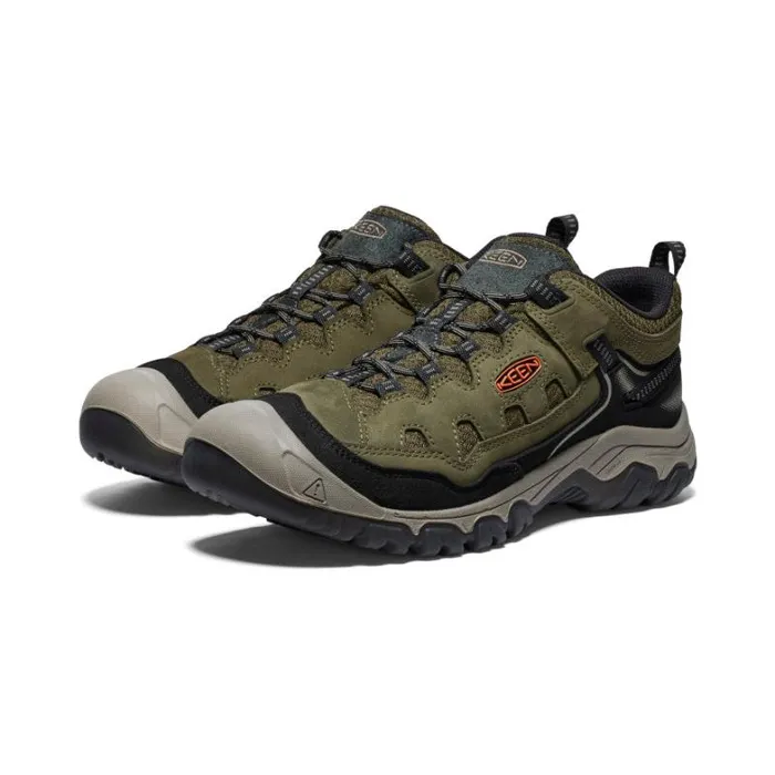 Men KEEN Shoes Targhee IV Vent Dark OliveGold Flame Leather Hiking Shoe Men KEEN Shoes Targhee IV Vent Dark OliveGold Flame Leather Hiking Shoe