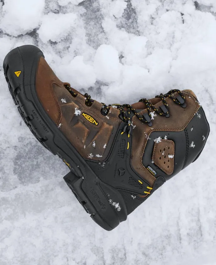 Men KEEN Work Boots and Shoes Dover 8quot Waterproof Boot CarbonFiber Toe Dark EarthBlack Men KEEN Work Boots and Shoes Dover 8quot Waterproof Boot CarbonFiber Toe Dark EarthBlack