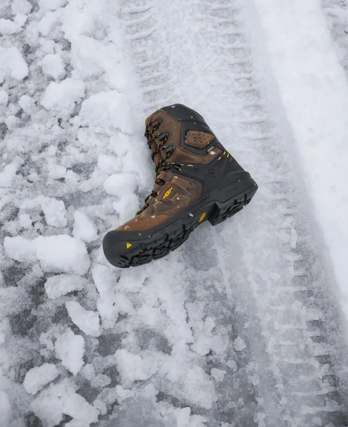 Men KEEN Work Boots and Shoes Dover 8quot Waterproof Boot CarbonFiber Toe Dark EarthBlack Men KEEN Work Boots and Shoes Dover 8quot Waterproof Boot CarbonFiber Toe Dark EarthBlack