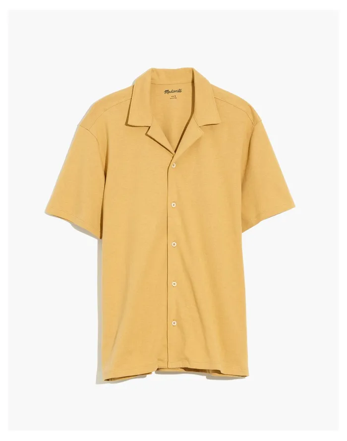 Men Knit Easy Short Sleeve Camp Shirt Autumn Gold Madewell Tees
