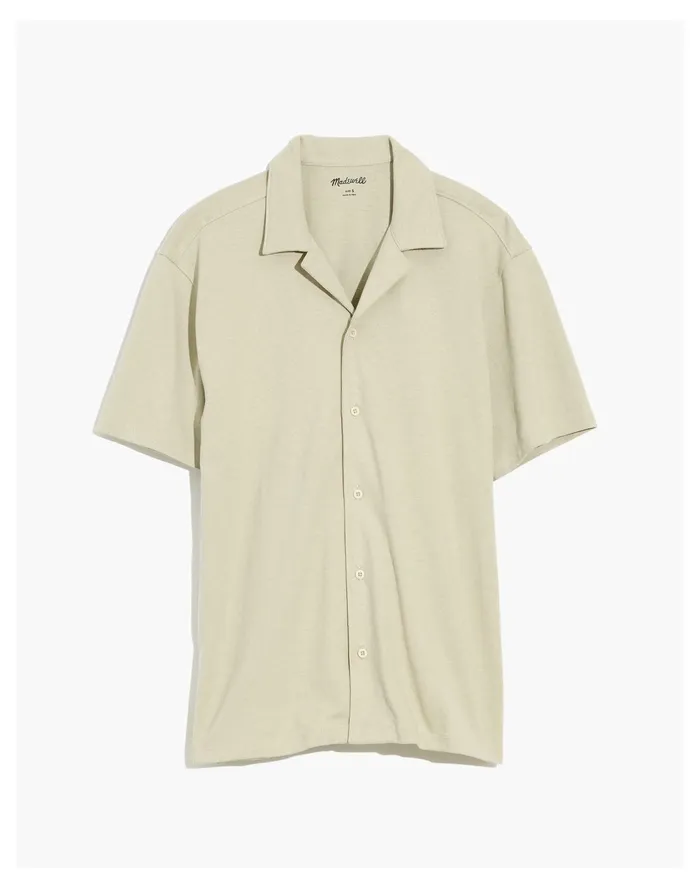 Men Knit Easy Short Sleeve Camp Shirt Sunfaded Sage Madewell Tees Men Knit Easy Short Sleeve Camp Shirt Sunfaded Sage Madewell Tees