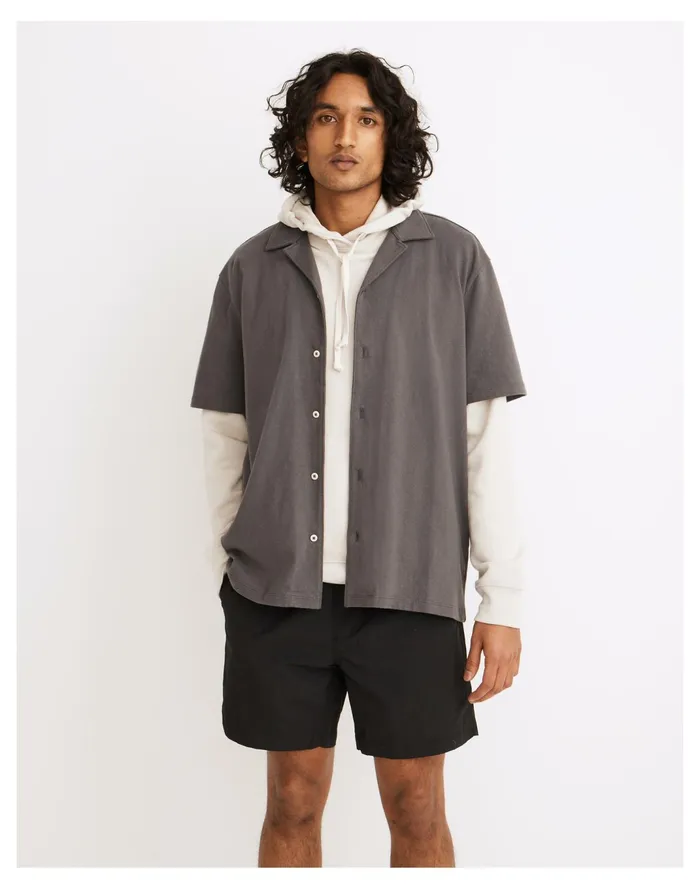 Men Knit Easy Short Sleeve Camp Shirt Thunder Cloud Madewell Tees