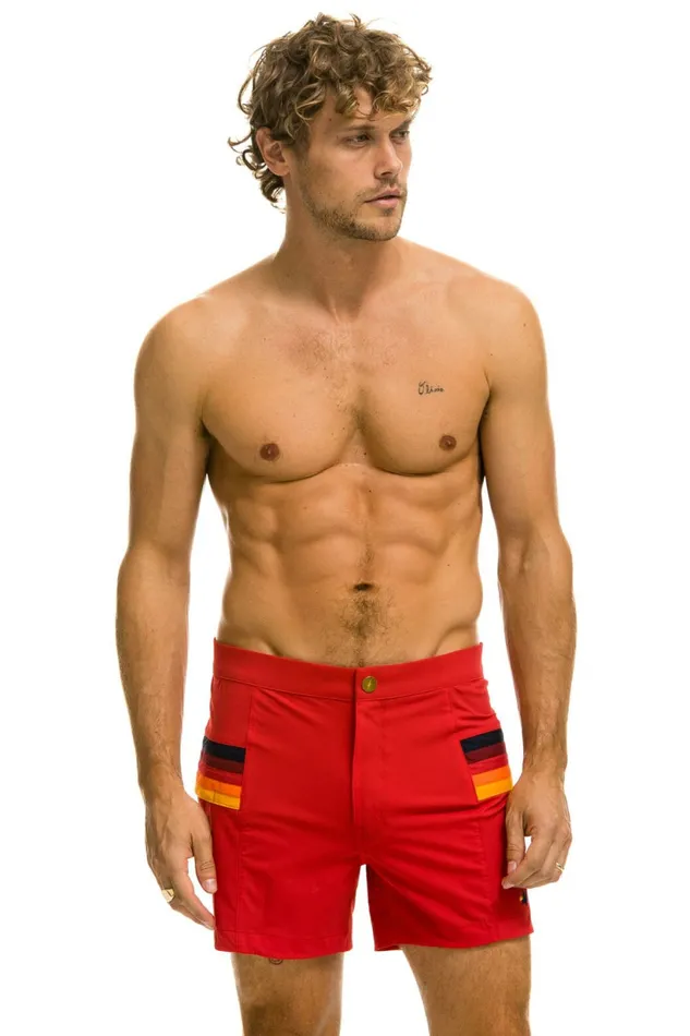 Men MEN039S HORIZONTAL 5 STRIPE FLEX SHORTS 8211 RED Aviator Nation Shorts Men MEN039S HORIZONTAL 5 STRIPE FLEX SHORTS 8211 RED Aviator Nation Shorts