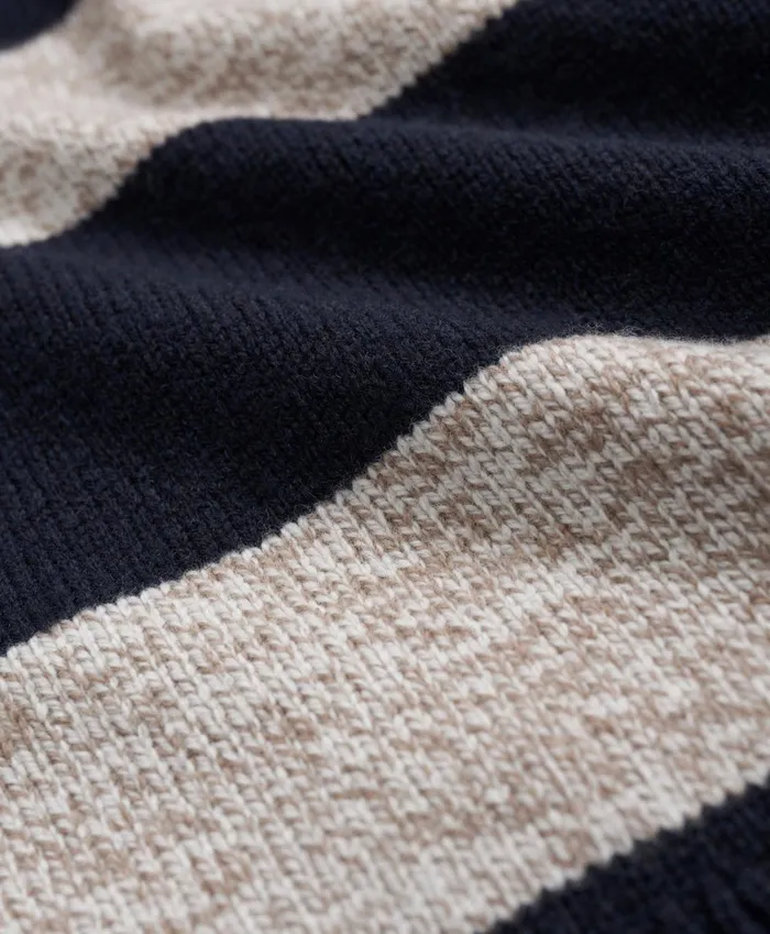 Men Merino Wool Striped HalfZip Sweater Navy Multi Brooks Brothers Sweaters