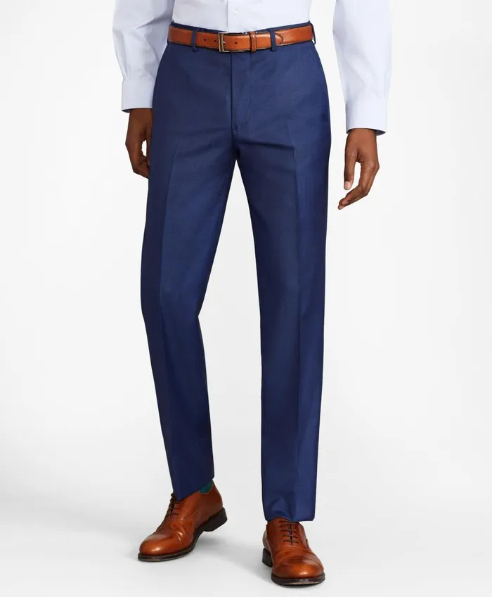 Men Milano Fit Sharkskin 1818 Suit Blue Brooks Brothers Suits